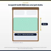 Aleza impermeabila reutilizabila pentru pat dublu, 85 x 160 cm, calitate premium, rezistența pana la 300 de spălări