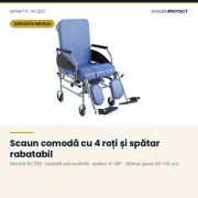 Scaun cu WC reclinabil Moretti Komoda RC325 – compact, ușor de manevrat, gândit pentru băile mici