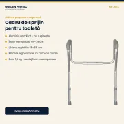 Cadru de sprijin pentru toaletă, din aluminiu, reglabil pe înălțime și lățime