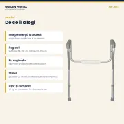 Cadru de sprijin pentru toaletă, din aluminiu, reglabil pe înălțime și lățime