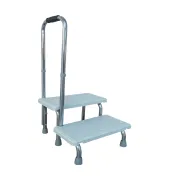 Treapta medicală cu 2 trepte și mâner de sprijin, antiderapant, sarcină 150 kg