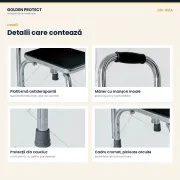 Treapta medicală cu mâner de sprijin, platformă antiderapantă, sarcină 125 kg