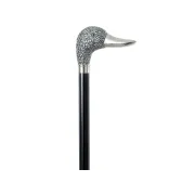 Baston din lemn de fag Tiepolo cu mâner cromat tip gâscă, negru, 92 cm (1 buc)