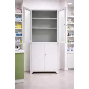 Dulap metalic de medicamente, 4 uși, 3 polițe, 35 kg/poliță, 760x380x1760mm, gri, C153 B4U