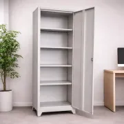 Fișet metalic, 1 ușă, 4 polițe, 35 kg/poliță, 500x350x1800mm, gri, B128 B4U