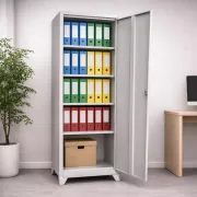 Fișet metalic, 1 ușă, 4 polițe, 35 kg/poliță, 500x350x1800mm, gri, B128 B4U