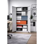 Fișet metalic cu 2 uși casetă și 4 polițe 35kg/poliță 900x400x1900mm cu picioare