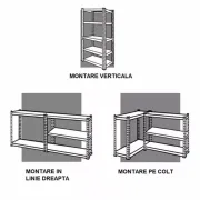 Raft metalic GRI cu 5 polițe 150x75x30 cm 40 kg / poliță montaj montaj prin clipsare B4U