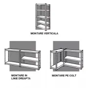 Raft metalic GRI cu 5 polițe 176x90x45cm 300 kg /poliță montaj prin clipsare B4U