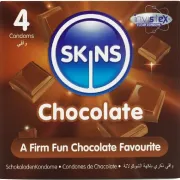Prezervative Skins Chocolate Premium, aromă de ciocolată – 4 bucăți