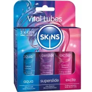 Kit Lubrifianți SKINS Vital Lubes – Aqua, Superslide & Excite 3 x 12 ml