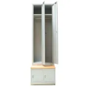Vestiar metalic, 2+2 compartimente, cu bancuta, bară umerașe, 600x800x2156mm, gri, B4U