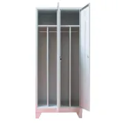 Vestiar metalic, 2 compartimente, cu picioare, bară umerașe, 800x450x1800mm, gri, A888 B4U, montat