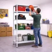 Raft metalic GRI cu 5 polițe 270x100x50 cm 180 kg /poliță montaj montaj prin clipsare B4U