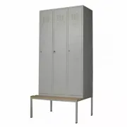 Vestiar metalic, 3 compartimente, bară umerașe, bancuta, 1200x840x2100mm, gri, B4U