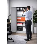 Fișet metalic, 2 uși, 4 polițe, 40 kg/poliță, 900x400x1900mm, gri, A172/6 B4U, montat