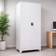 Fișet metalic, 2 uși, 4 polițe, 40 kg/poliță, 900x400x1800mm, cu picioare, gri, A177/9 B4U, montat