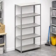 Raft metalic GRI 5 polițe METAL 150 kg/poliță 200x120x50 cm montaj cu SURUB