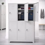 Vestiar metalic, 6 compartimente 3x2, 1 poliță, 889x450x1800mm, gri, B802 B4U, montat