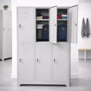Vestiar metalic, 6 compartimente 3x2, 1 poliță, 889x450x1800mm, gri, B802 B4U, montat