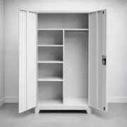 Vestiar metalic, 2 compartimente, cu polițe, bară umerașe, cu picioare, 920x500x1950mm, gri, B4U