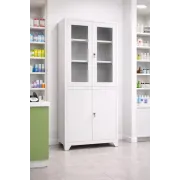 Dulap metalic de medicamente, 4 uși, 3 polițe, 35 kg/poliță, 900x400x1900mm, gri, C151 B4U, montat
