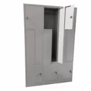 Vestiar metalic, 6 compartimente 3x2 tip Z, bară umerașe, 1150x450x1800mm, gri, B4U