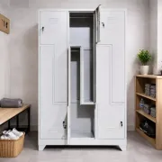 Vestiar metalic, 6 compartimente 3x2 tip Z, bară umerașe, 1150x450x1800mm, gri, B4U, montat