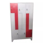 Vestiar metalic, 6 cusete 3x2 tip Z, cu picioare, bară umeras, 1020x500x1800mm, rosu-gri, B4U