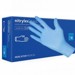 Manusi clasice medicale de nitril fara pudra de calitate superioara, Nitrilex Classic, albastre, 100 buc