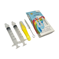 Kit lavaj nazal bebelusi tip seringa cu cap moale si flexibil din silicon: 2 seringi , o penseta mucus si o perie pentru curatare