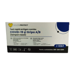 Test rapid combo Gripa A/B + Covid-19 Golden Protect, acuratete 99% , prelevare nazal
