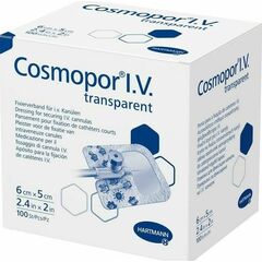 Cosmopor I.V, Plasture steril pentru fixarea branulelor 6x5 cm, 100 bucati Hartmann