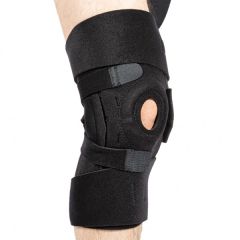 Orteza genunchi mobila, reglabila, cu suport rotula si ligamente, cu atele metalice laterale, E-Life E KN056, Universala, 1 Buc