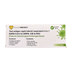NOU! Test combo Gripa A/B + Covid 19 + RSV (virus sincitial)- prelevare 2 in 1 orofaringian si nazofaringian, Golden Protect - Oferta Promo