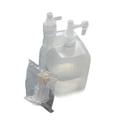 Barbotor / umidificator oxigen preumplut cu apa sterila 340 ml, prevazut cu conector standard
