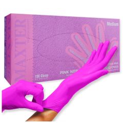 Manusi de examinare nitril nepudrat roz, 3.4 gr, Maxter, 100 buc/cutie