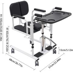 Scaun de transfer hidraulic cu înălțime reglabilă, cu blat de masă, 4 roți universale, scaun cu rotile pentru acasă, sarcina maxima 150 kg (Negru)