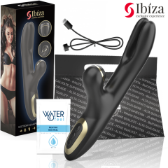 Ibiza - Vibrator dublu cu prindere, rezistent la apa, Negru