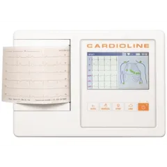 Electrocardiograf Cardioline ECG 100L Glasgow – Ecran Touch 5", Algoritm de Diagnostic Avansat (Adult, Pediatric, STEMI) și Design Ultra-Portabil (1.48 Kg)