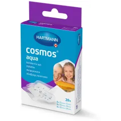 Cosmos aqua plasturi transparenți rezistenți la apa pentru răni minore 20 buc, mărimi mixte, Hartmann
