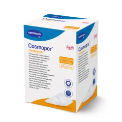 Cosmopor plasturi transparenți cu corp absorbant 5 x 7.2 cm (IM 2.5 x 4 cm) 50 buc/cutie, Hartmann
