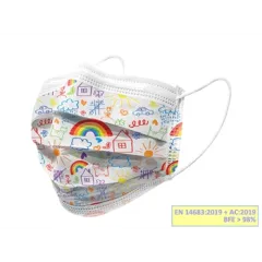 Măști chirurgicale 3 straturi cu elastic, set 10 buc – Type IIR, filtrare 98>, model pediatric