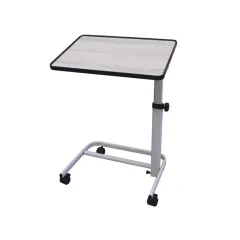 Masa pentru pat Overbed pliabila , blat ignifug alb, inaltime reglabila, pliabila