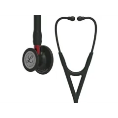 Stetoscop 3M™ Littmann® Cardiology IV – Negru cu Tijă Roșie, Finisaj Negru