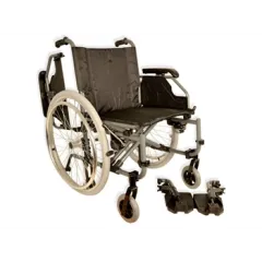 Scaun cu rotile KING din aluminiu, șezut 46 cm, roți pneumatice – negru
