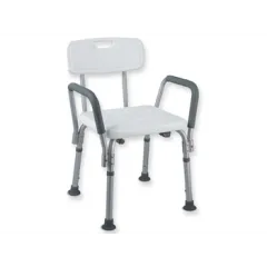 Scaun de duș cu spătar și cotiere, cadru din aluminiu, reglabil, max. 100 kg