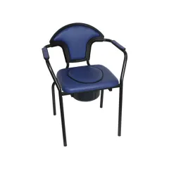Scaun de toaletă confort cu șezut căptușit și tavă detașabilă – albastru