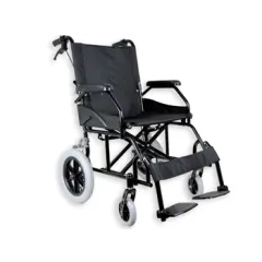 Scaun cu rotile TRANSIT, șezut 46 cm, spătar rabatabil, material textil negru