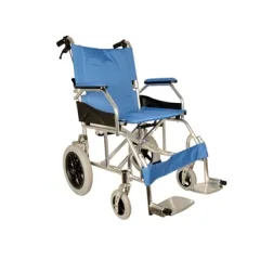 Scaun cu rotile QUEEN din aluminiu, ultra-ușor, șezut 46 cm – albastru deschis